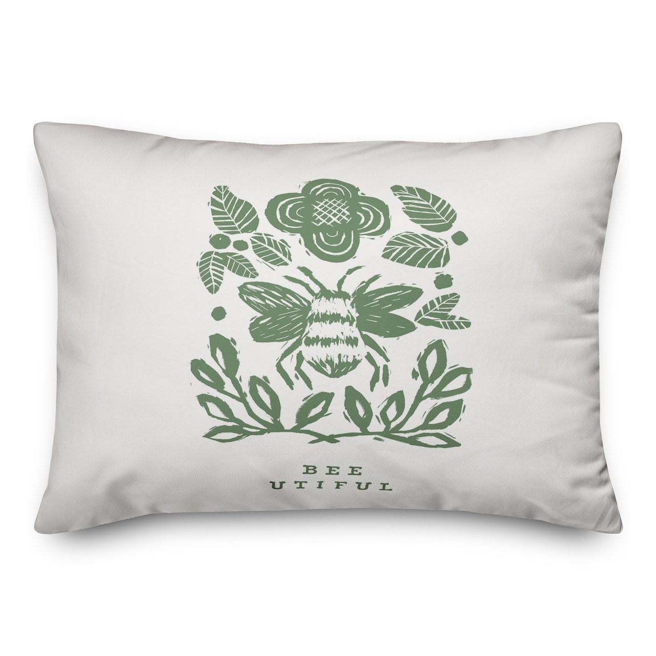 Bumblebee And Leaves Yellow 14" x 20" Throw Pillow